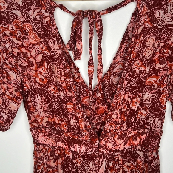 Ulla Johnson Amora Tiered Floral V-neck Tie Back Midi Dress - Picture 8 of 11